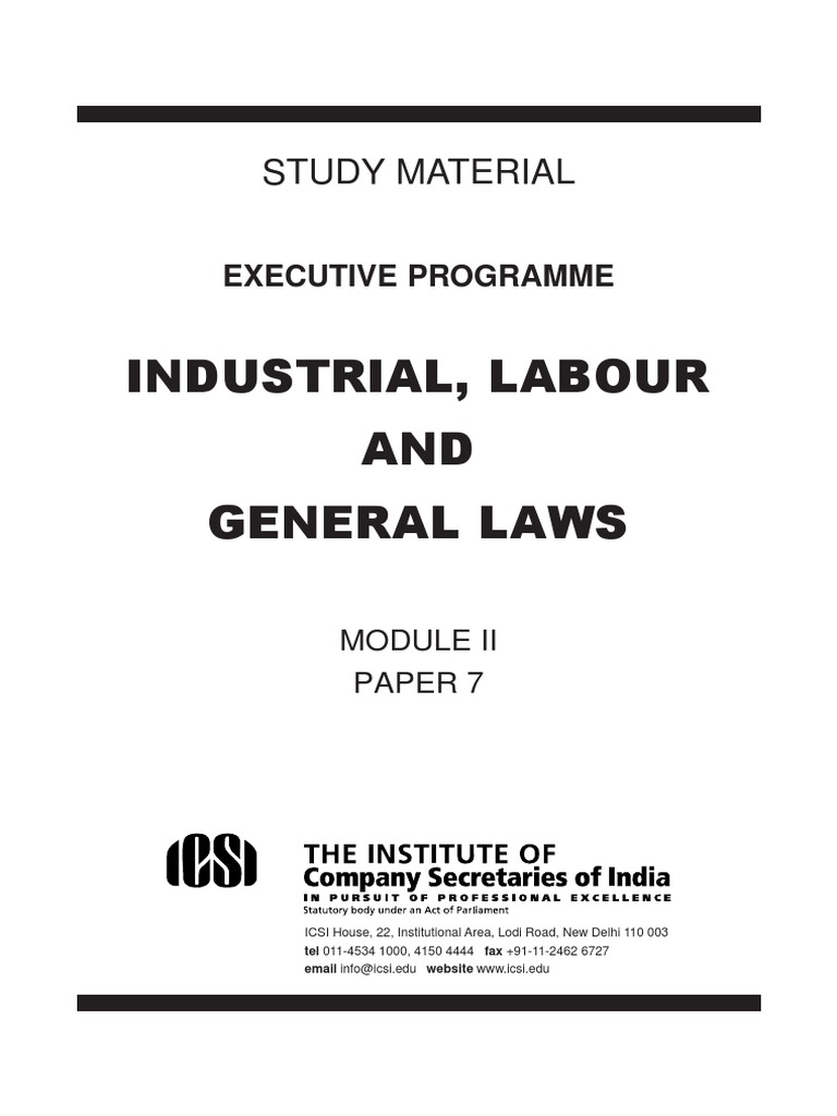 Imp Notes On LABOUR LAWS In INDIA PDF