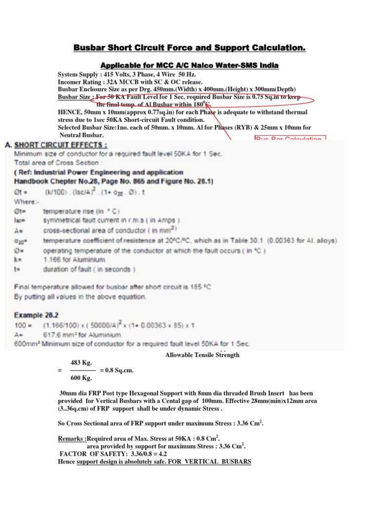 Busbar Design and Short-Circuit Analysis | PDF | Strength Of Materials ...