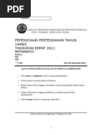 Soalan matematik tingkatan 4 peperiksaan pertengahan tahun 