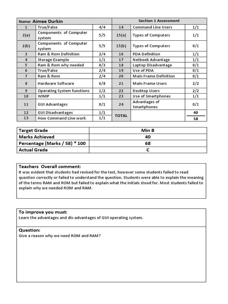 Student Computer Knowledge Review | PDF