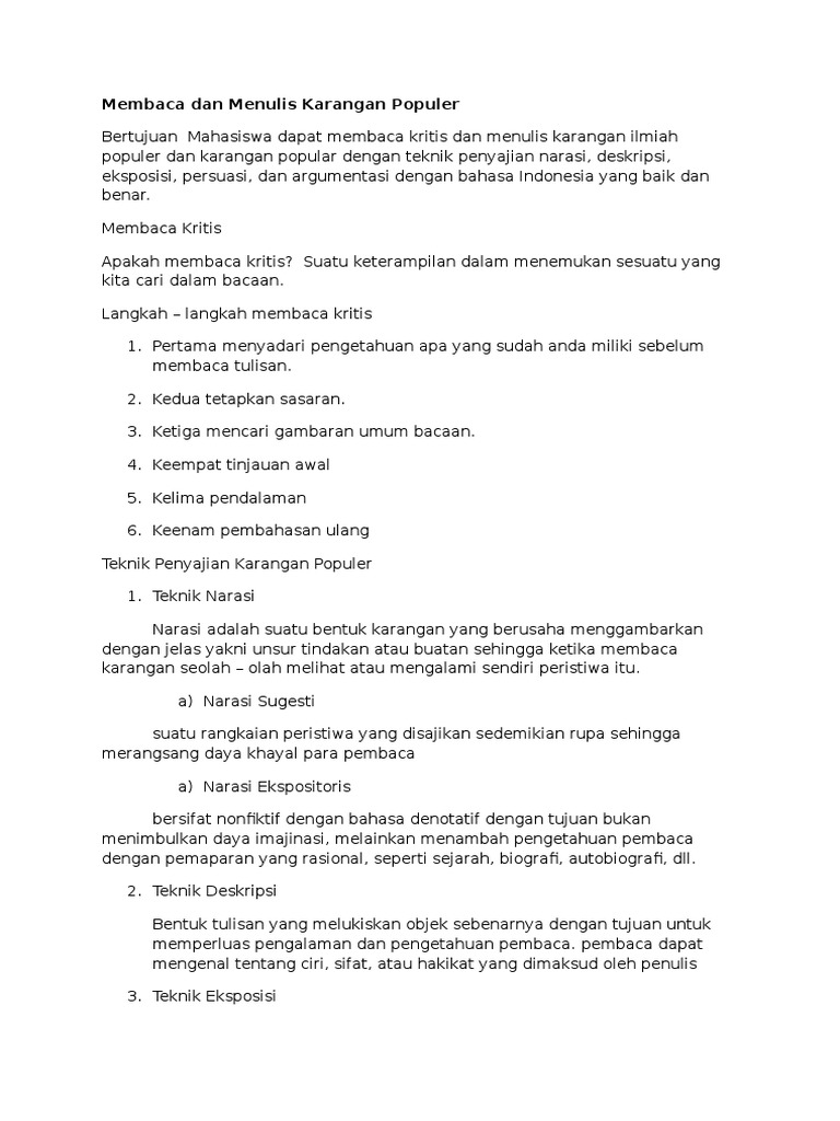 Contoh Karya Ilmiah Populer Berbentuk Deskriptif