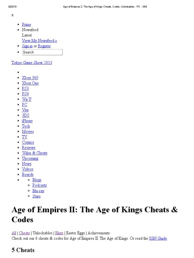 Age of Empires 2_ the Age of Kings Cheats, Codes, Unlockables PC IGN Keyboard Shortcut