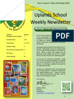 Uplands School Weekly Newsletter - Issue 8 - 3 Oct 2014