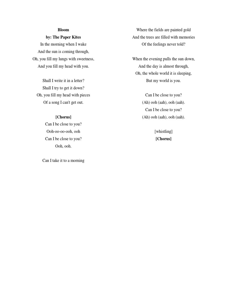 Bloom Lyrics | PDF | Songs | Musical Compositions