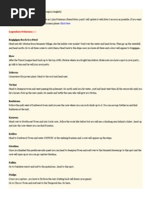 Walkthrough Pokemon Glazed Tunod Region Pdf Nintendo Franchises Pokemon