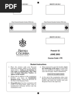 French 12 JUNE 2003: Course Code FR