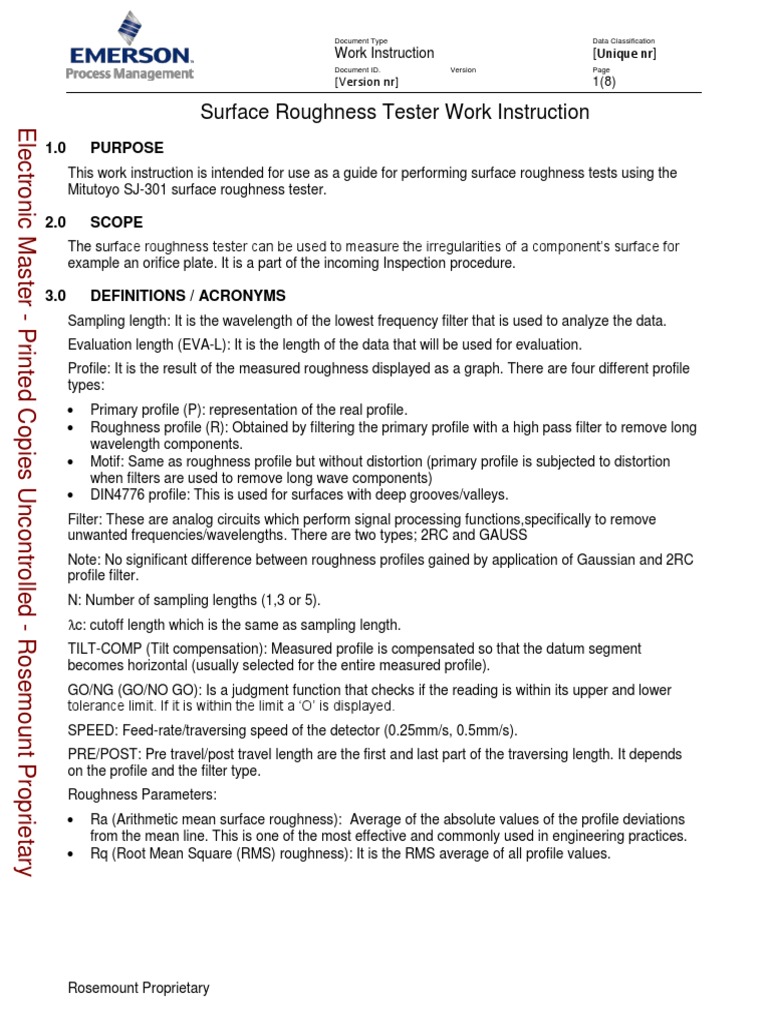 Mitutoyo SJ-301 Roughness Tester Guide | PDF | Surface Roughness | Root ...