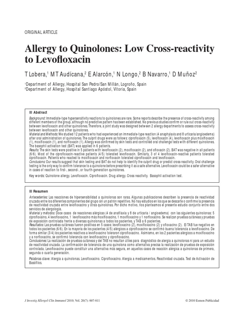 Quinolone allergy Allergy Immunology