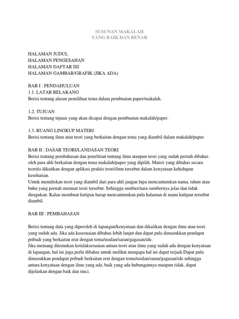 Susunan Makalah