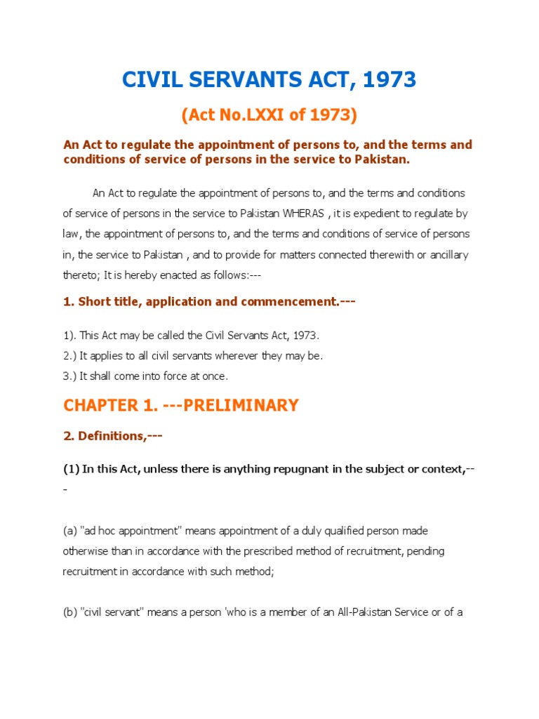 Civil Servent Rules 1973 Civil Service Pension