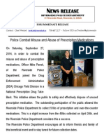 Ews Release: Police Combat Misuse and Abuse of Prescription Medications