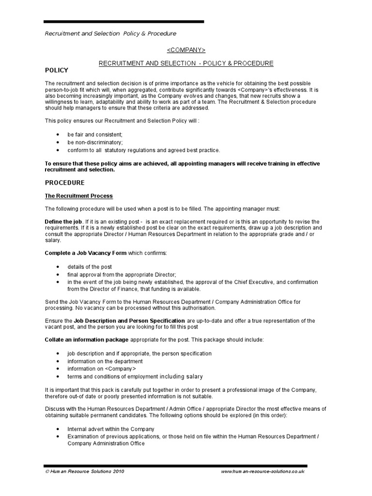 Recruitment and Selection | PDF