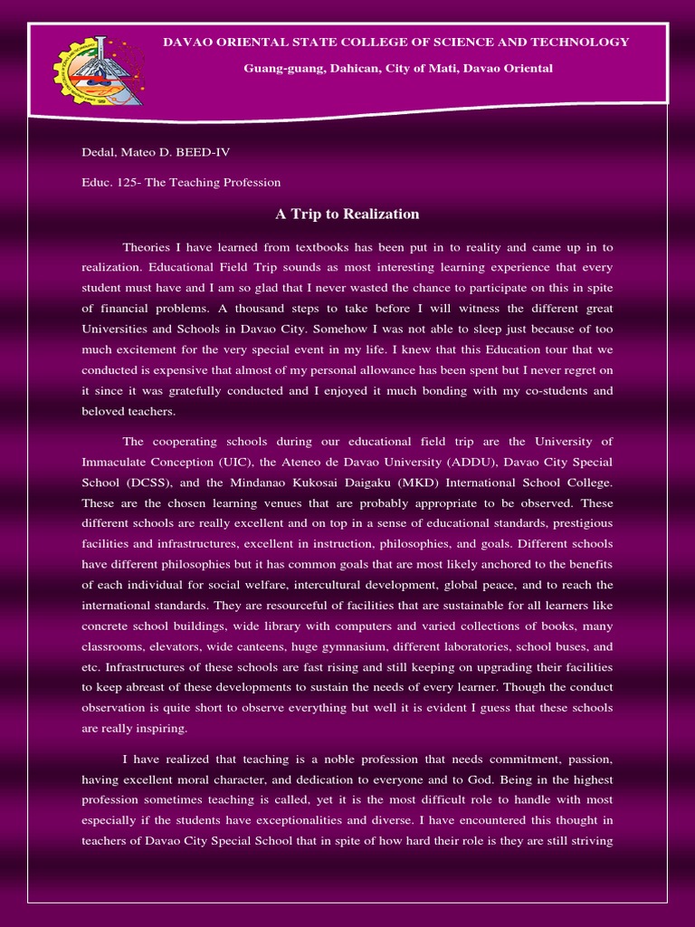 educ tour reflection | Classroom Management | Teachers