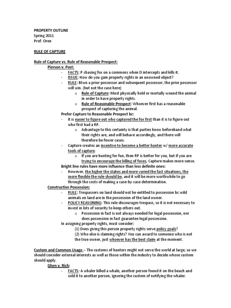 Property Outline | PDF | Fee Simple | Law And Economics