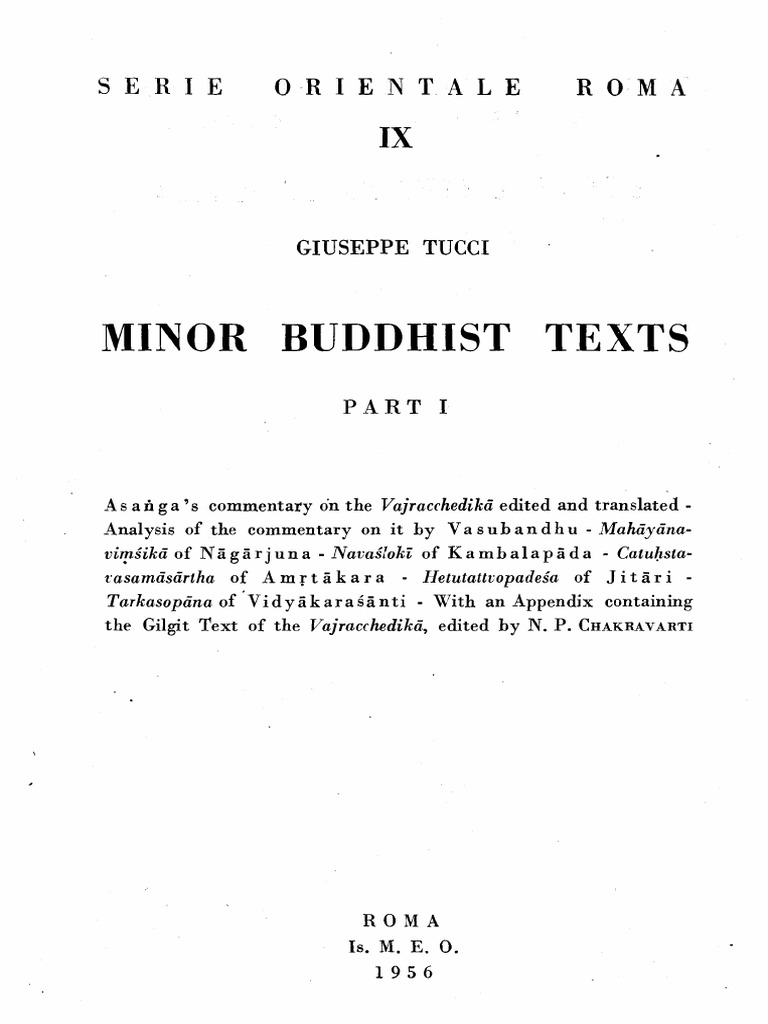 Minor Buddhist Texts Part 1, SOR IX, Tucci, 1956 PDF, PDF, Buddhist Texts