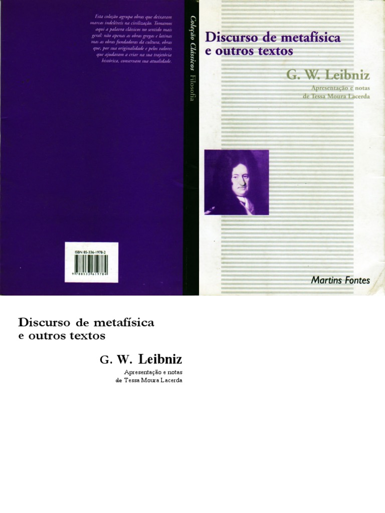 Gottfried Wilhelm Leibniz - (Trad. Marilena Chaui e Outros) - Discurso de  Metafísica e Outros Textos (2004) PDF | PDF | Gottfried Wilhelm Leibniz |  Ensino de Matemática, image size:768x1024