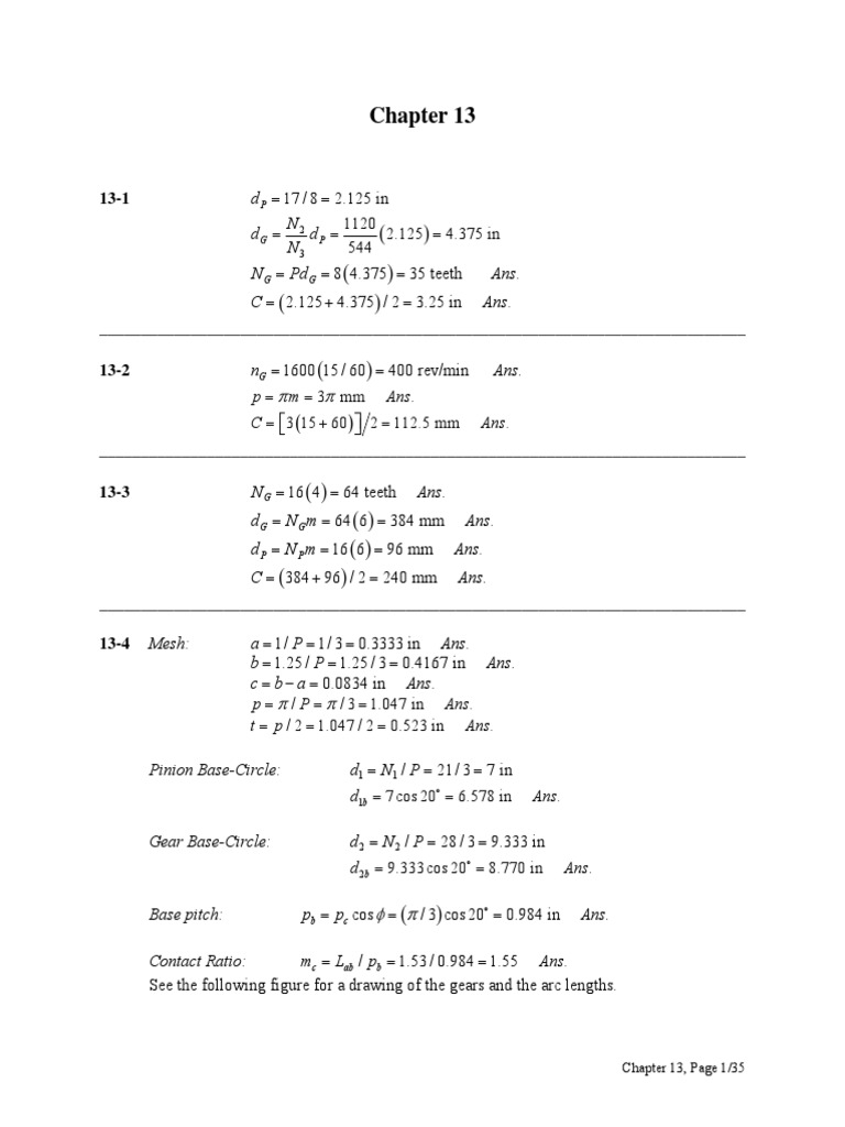 Chapter_13_Solutions Shigley's Mechanical Engineering Design 9th Edition  Solutions Manual | Gear | Horsepower