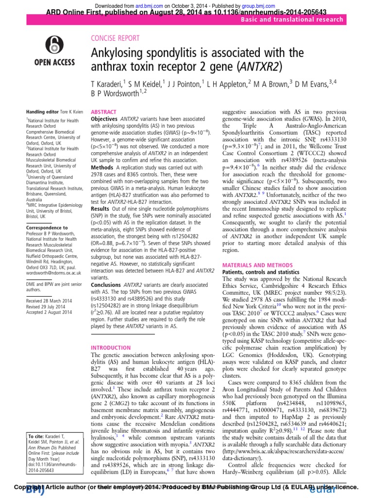 Ann Rheum Dis 2014 Karaderi Annrheumdis 2014 205643 2 | PDF | Single ...