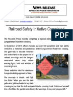 Railroad Safety Initiative Completed: Ews Release