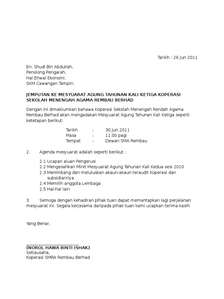 Contoh Surat Checkout Memo