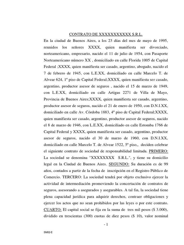 Modelo - Contrato Constitutivo SRL PDF | PDF | Liquidación | Votación