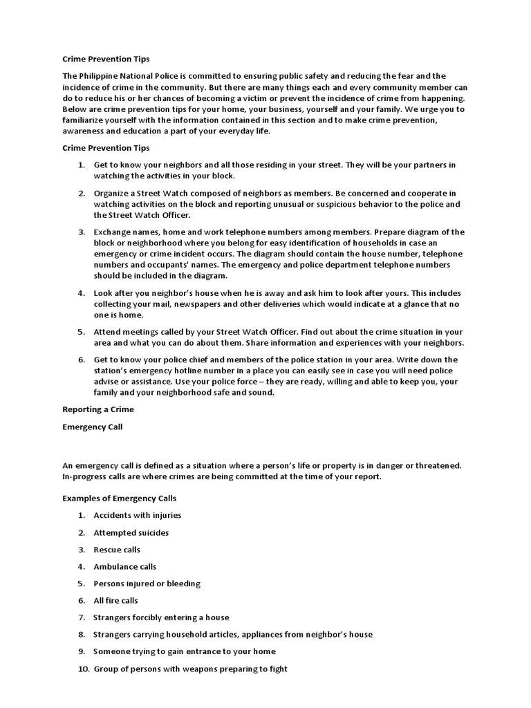 Crime Prevention Tips Crime Prevention Police