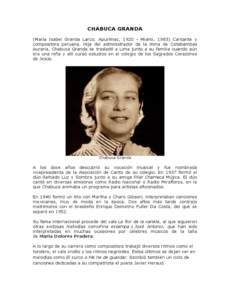 Biografía de Chabuca Granda | PDF | Perú | Agitación