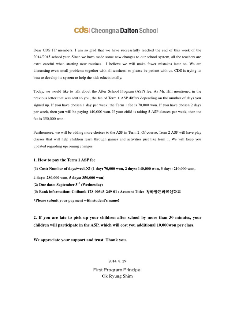 After School Program Fee Details | PDF | Career & Growth | Finance ...