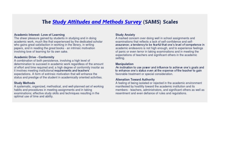 Study Attitudes and Methods Survey Insights | PDF | Self-Improvement ...