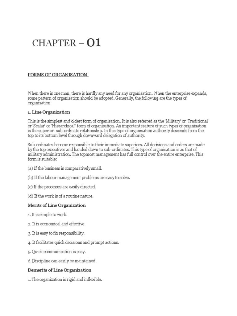 Chapter - : Forms of Organisation | PDF