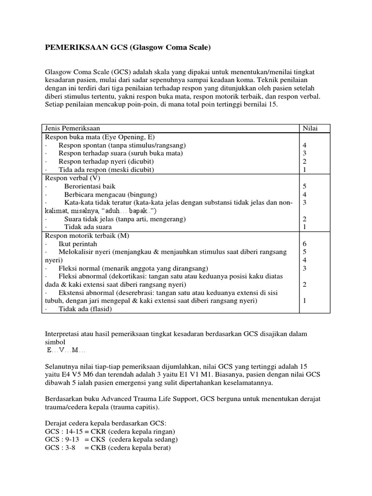 Pemeriksaan Gcs | PDF | Sains & Matematika