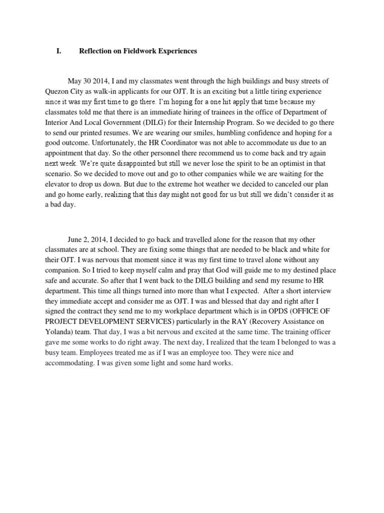 Online ojt reflection paper picture