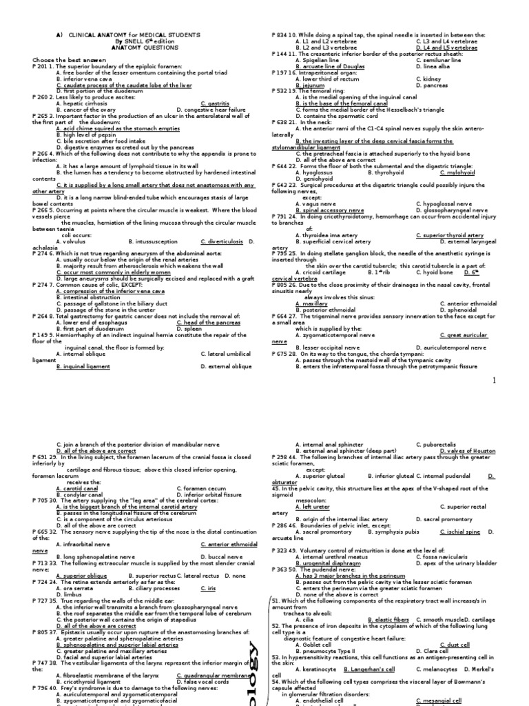 A) Clinical Anatomy For Medical Students by Snell 6 Edition Anatomy ...