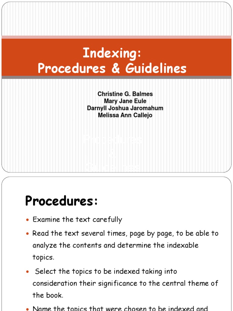 Indexing Procedure Guidelines | PDF | Page Layout | Typography