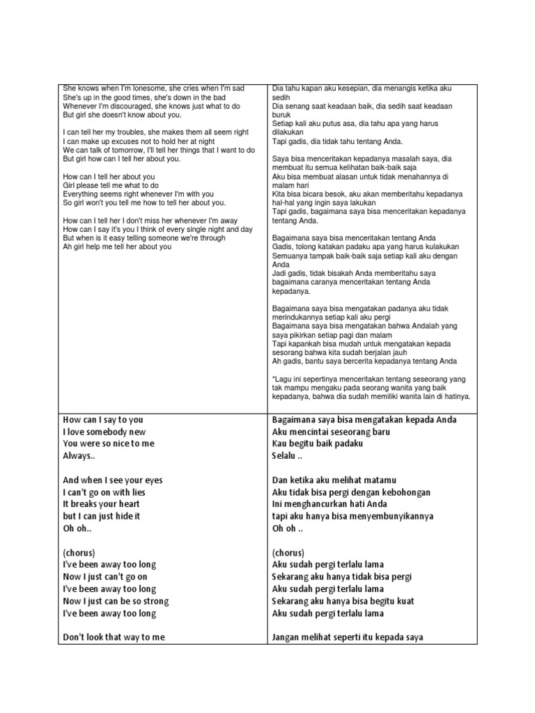 Teks Lagu I Ve Been Away Too Long Berbagai Teks Penting