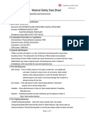 Pom MSDS PDF PDF | Polyvinyl | Protective Equipment