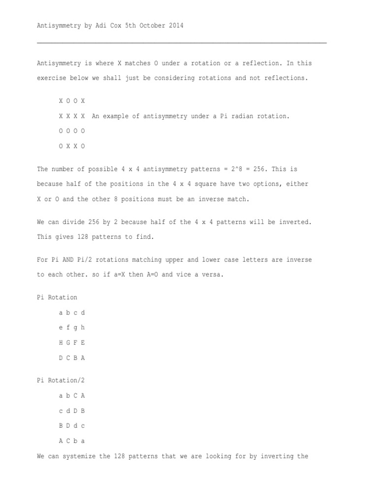 Antisymmetry Patterns Explained | PDF | Mathematical Analysis | Geometry
