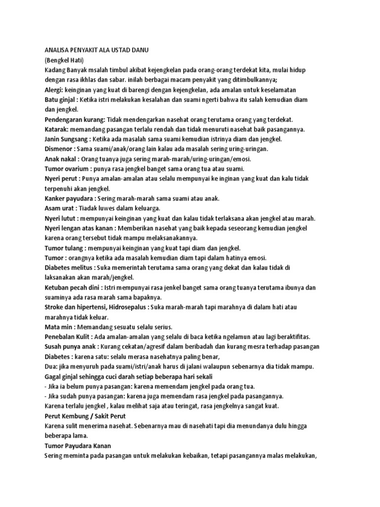 Analisa Penyakit Ala Ustad Danu Pdf