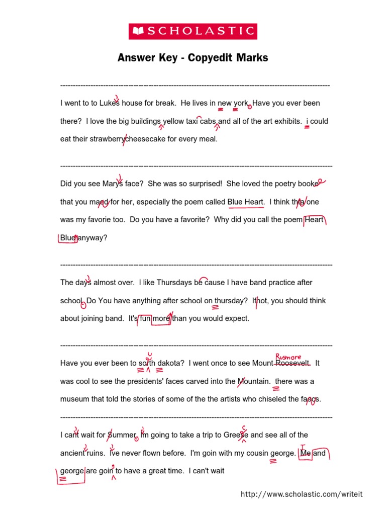 Answer Key - Copyedit Marks | PDF