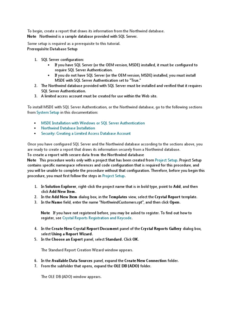 Creating Reports with Northwind Database | PDF | Microsoft Sql Server ...