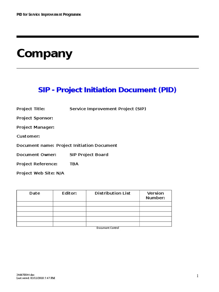 PID Template PDF Itil Accountability