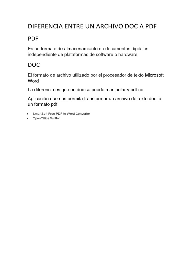 Diferencia Entre Un Archivo Doc A Pdfdocx