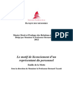 Le Motif de Licenciement D'un Représentant Du Personnel PDF
