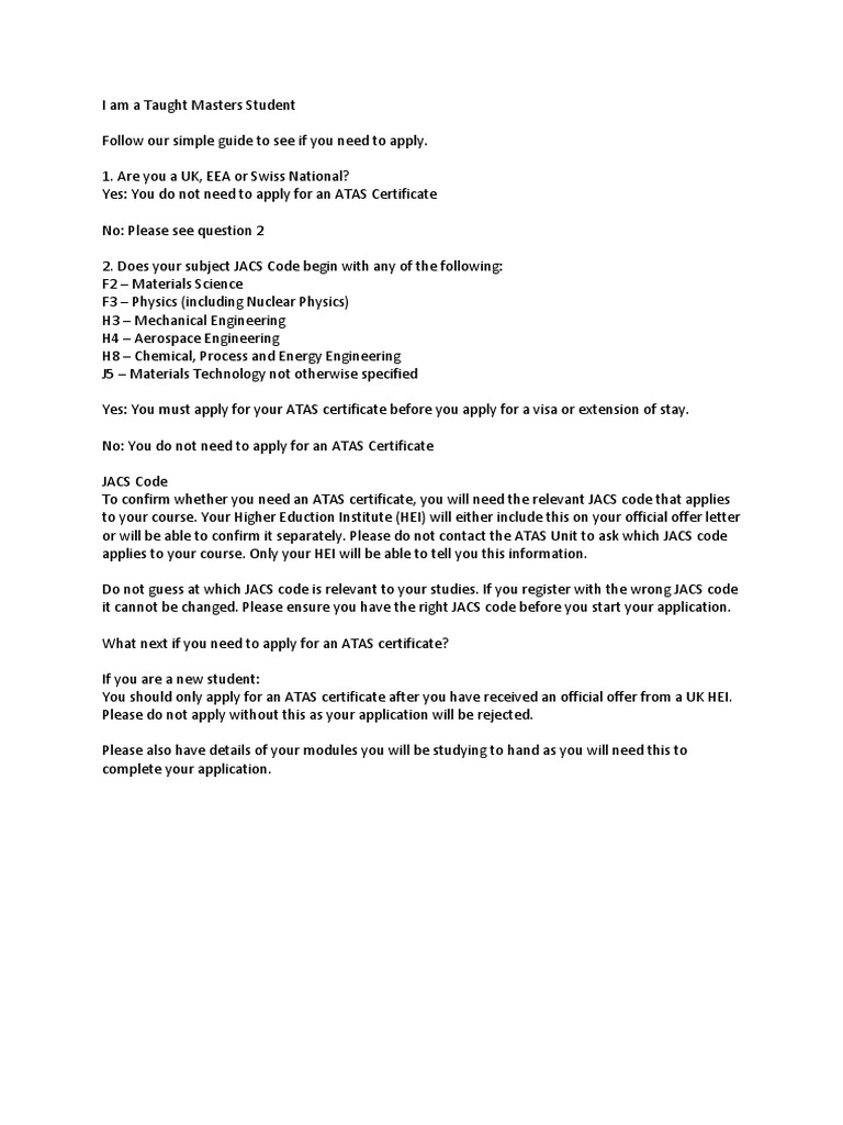 JACS Code Guidance for Masters Students | PDF | Career & Growth