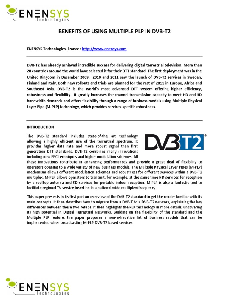 ENENSYS Technologies - Benefits of Using Multiple PLP in DVB-T2 PDF ...