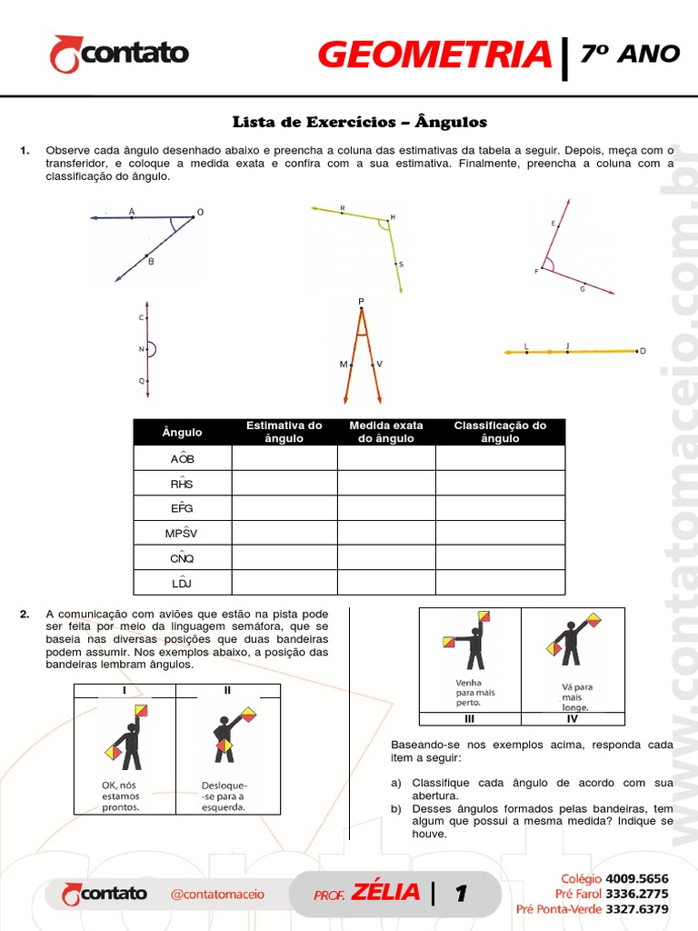 Questões de Concurso de Matemática sobre Ângulos com Gabarito