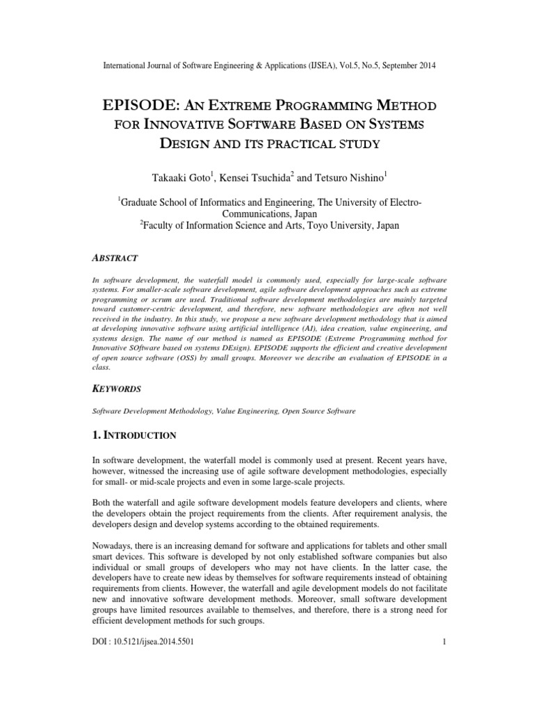 EPISODE: Innovative Software Methodology | PDF | Software Development ...
