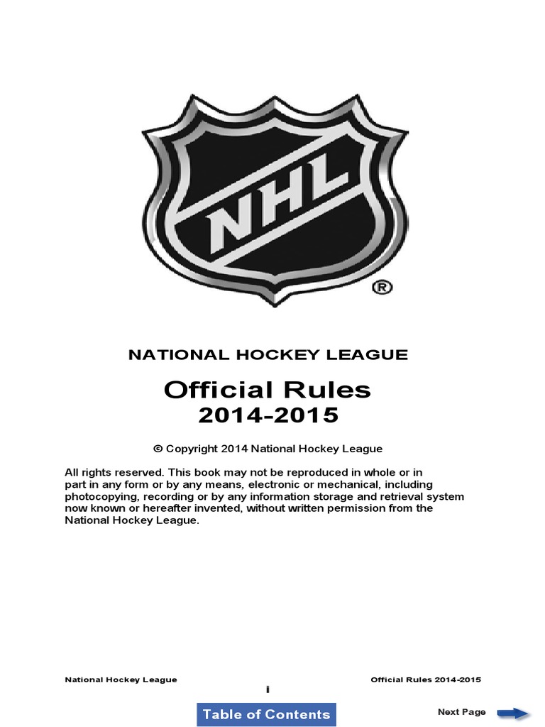 NHL Rulebook PDF Variations Of Hockey Athletic Sports