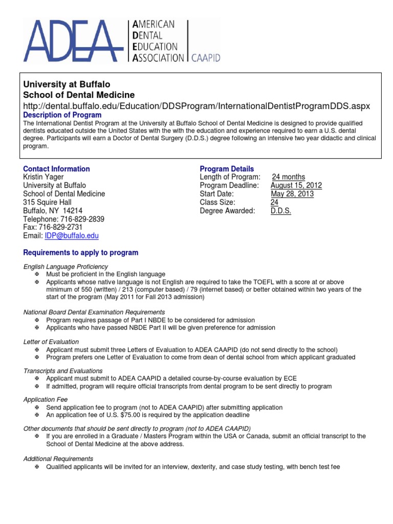 University At Buffalo Pdf Dental Degree Dentistry