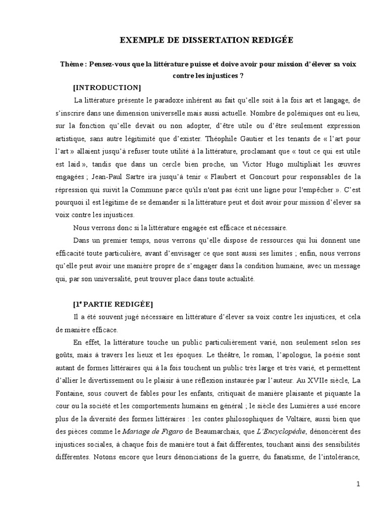 exemple dissertation francais prepa